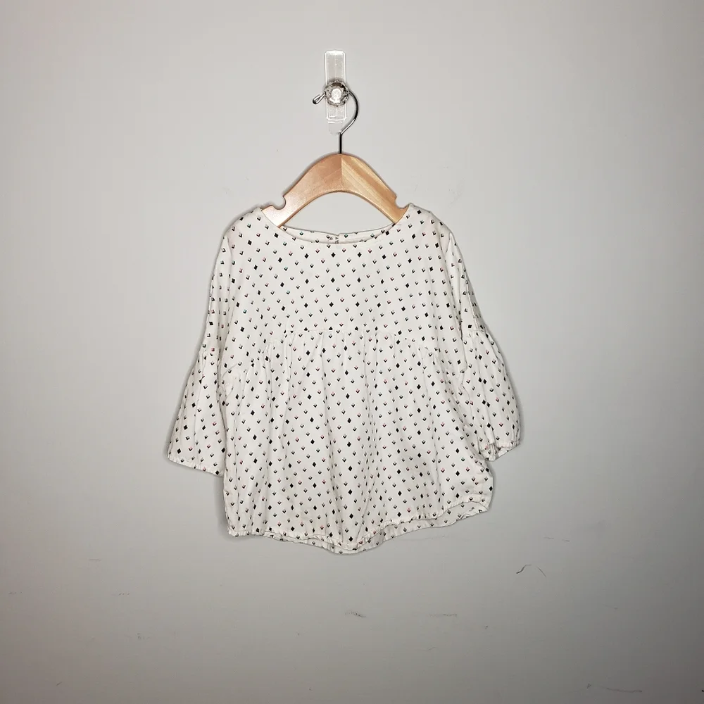Gymboree Small 5-6 Girls Diamond Patterned Drop Shoulder Bell Sleeve Top